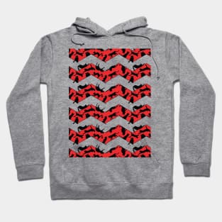 Red Christmas chevron pattern with black cats. Christmas gift Hoodie